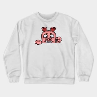 Pig Cartoon With Evil Face Expression Crewneck Sweatshirt